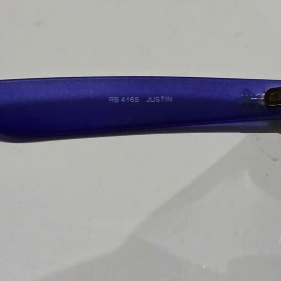 Ray-Ban Sunglasses Black with Blue Arms Justin Style NIB - Picture 4 of 9